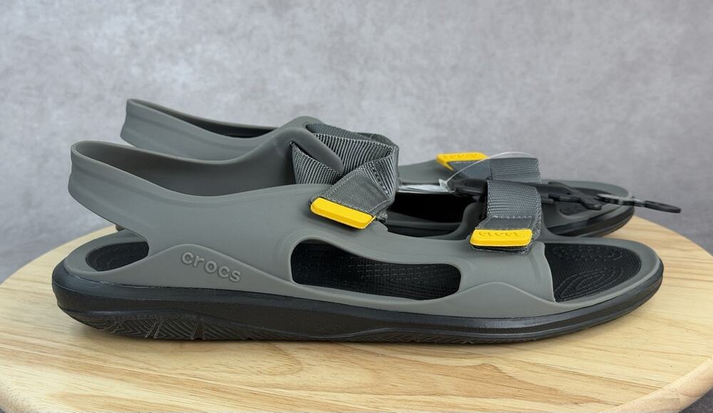 Men's Crocs Swiftwater Expedition Sandals Water Shoes Gray / Yellow Size 10